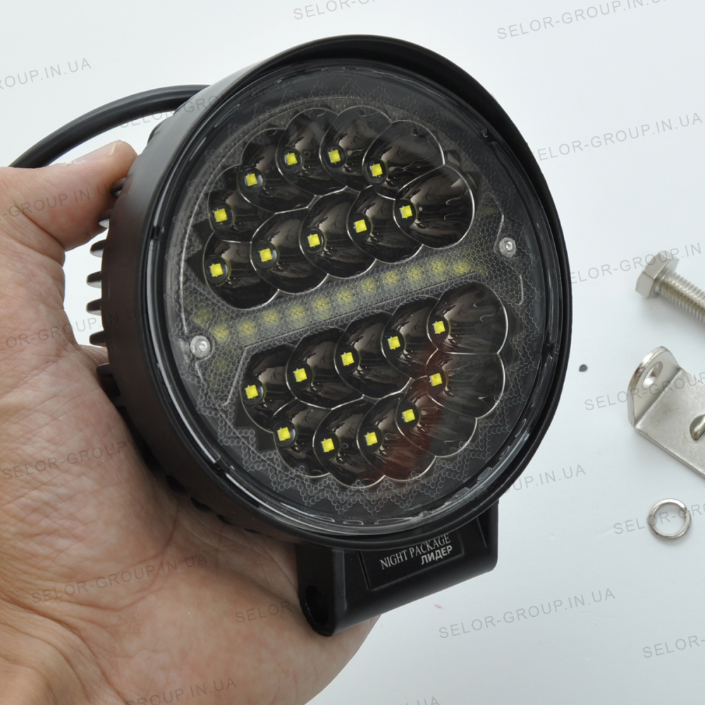 Фара-LED Круг 60W 110 * 45mm (3W * 20) 10-30V Дальнє / SPOT Cree + ДХО + відбивач Чорний (1-60W) (1ш