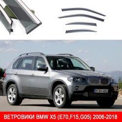 Дефлектори вікон BMW X5 (E70,F15,G05) 2009-2018 П\К “FLY“ “нерж.сталь 3D“ BBMWX51523-W/S (84)