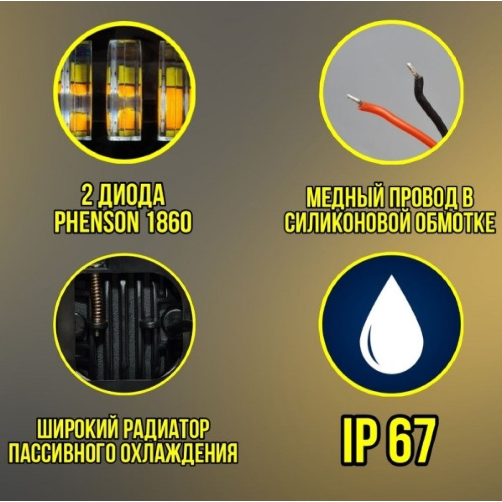 Протитуманні LED Фари Лінза з ДХО та поворотом D=100мм 10-30V/15W 7000K (2шт) 4*-45W ip68 circle W/Y