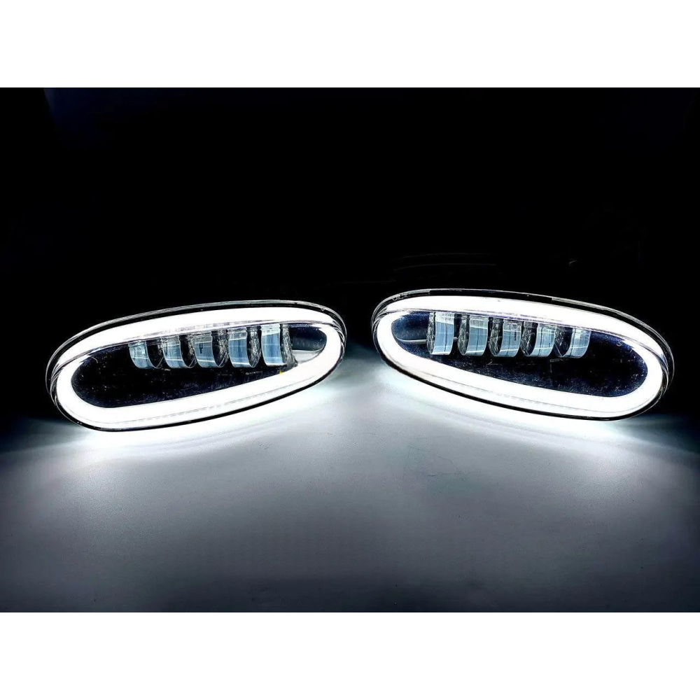 Комплект протитуманних LED фар для автомобілів Daewoo Lanos, Sens на 5 лінз 50W + DRL (металевий корпус)