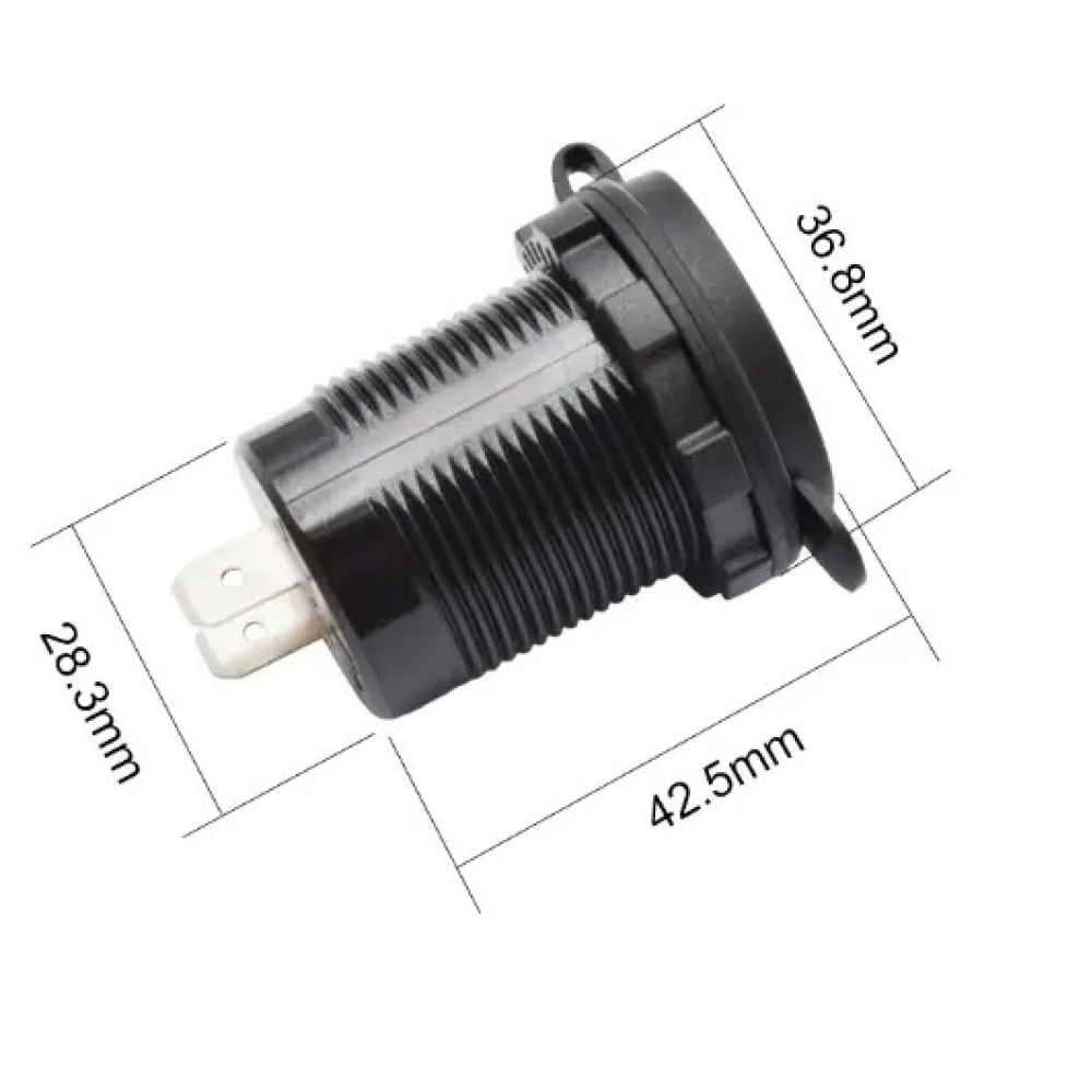Гніздо під 2 USB DC 12-24V/5V 2,1-1A, підсвічування з різьбою SF-50-2 BLUE