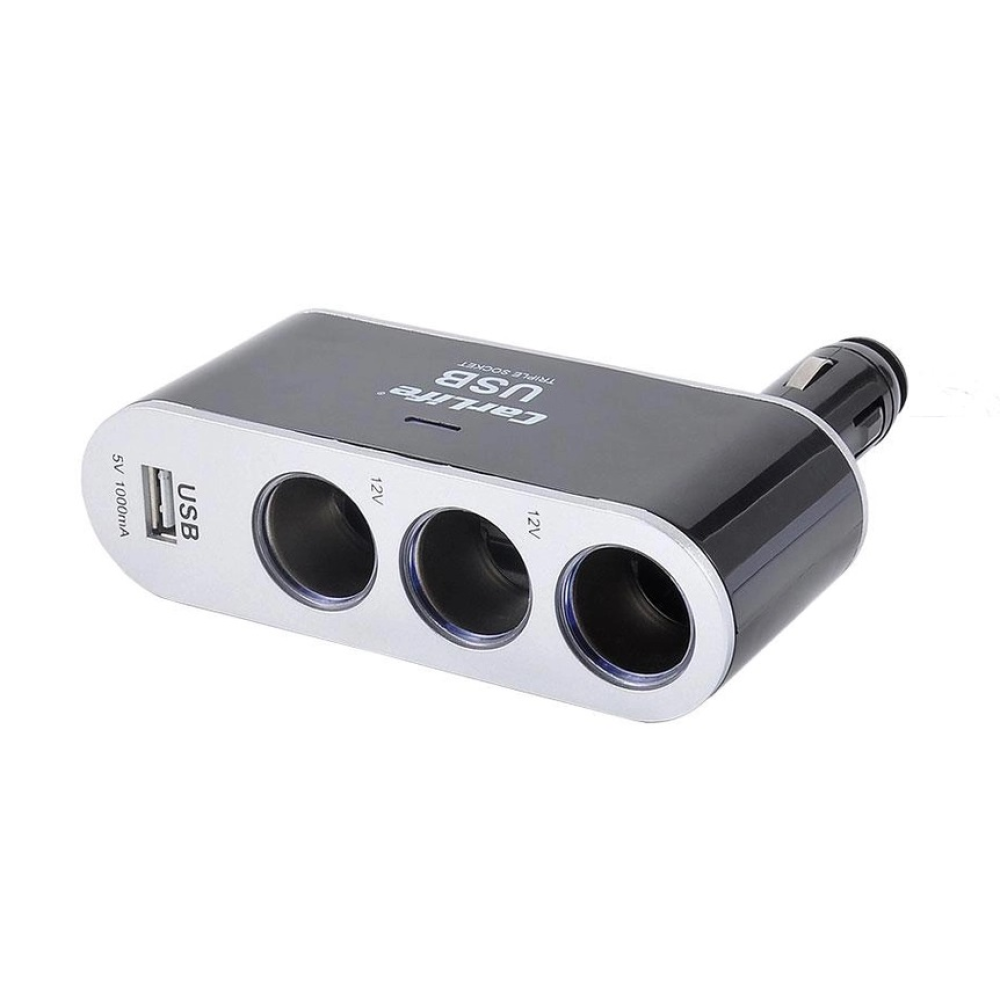 Автомобільний розгалужувач - трійник з USB “Carlife“CS302“ (100 шт.)