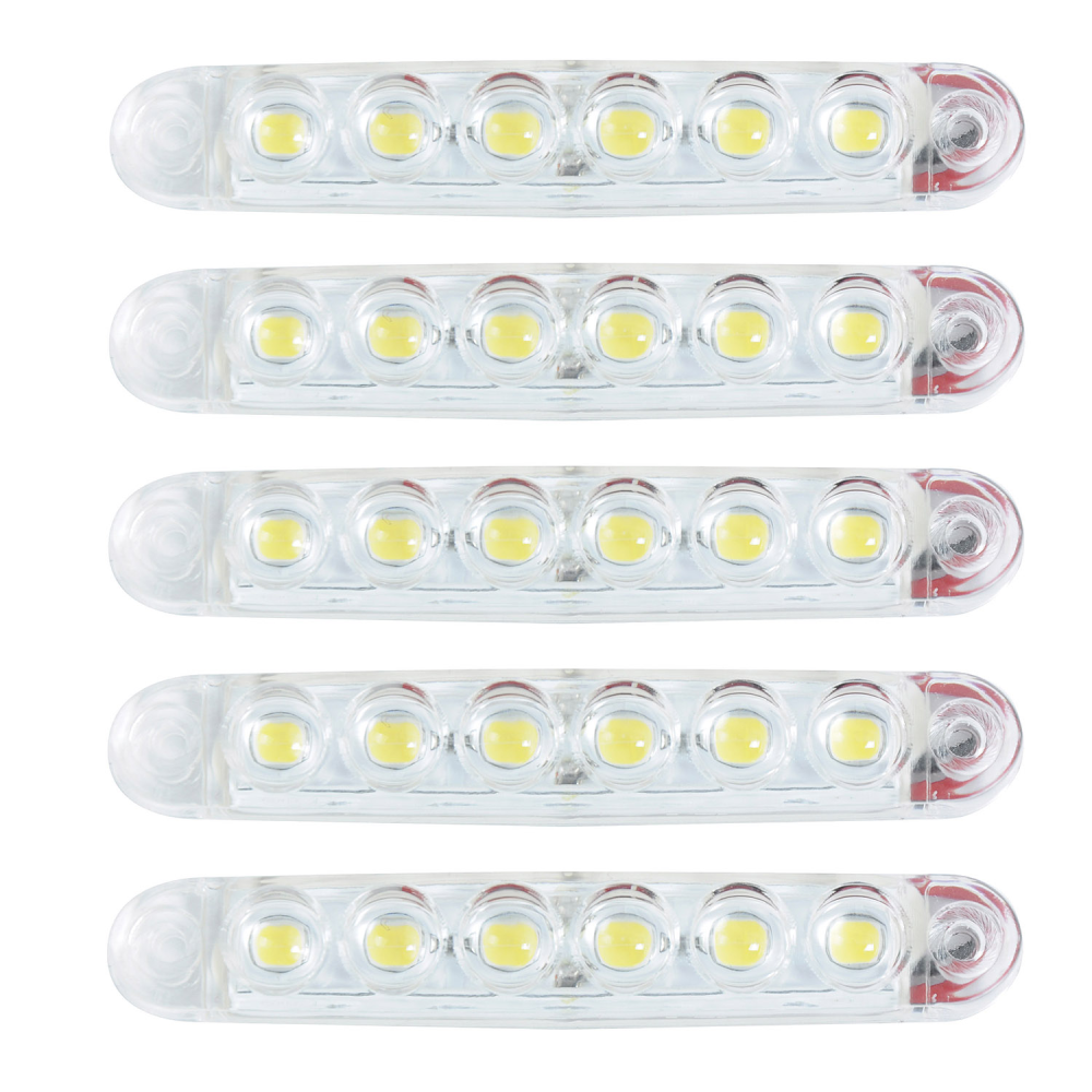 Габарит - білий - 100х10мм - 12/24V Led 6 діодів Лінза - МРТ-23 (5шт)