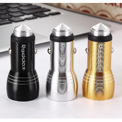 AЗП 12/24V 2USB (2+1A) Reddax RDX-106 коротка Black/Silver/Gold