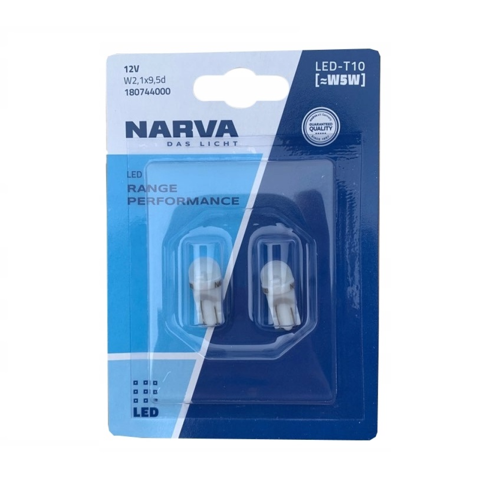 Комплект світлодіодних ламп Narva 18145B2 W5W LED Range Performance 12V W2,1x9,5d WHITE 6000K (2 шт)