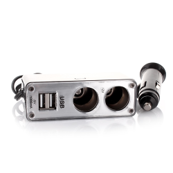 Прикурювач-двійник з подовжувачем/2USB “Carlife“CS304“ (USB-1000mA) (100 шт.)