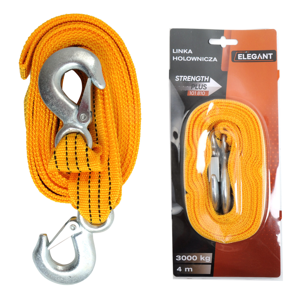 Трос буксирувальний 3 т 4,0м гаки/оранж./блістер “ELEGANT“ 101 810 (30шт/ящ)
