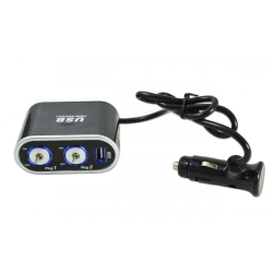 Прикурювач-двійник з подовжувачем/USB+вимикачі KSU-0182 12V