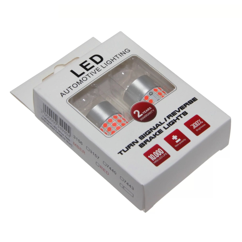 Комплект світлодіодних ламп LED Qline 7440 (W21W) Red CANBUS (2шт) 12V